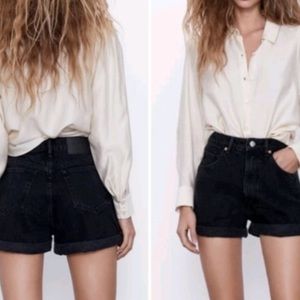 Zara Denim Black Shorts Sz 8